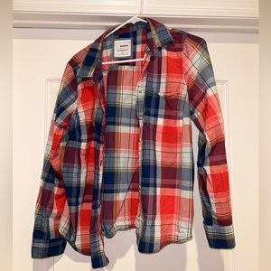 red white and blue plaid flannel